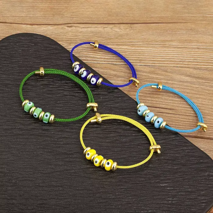 Nidin-Bracelet Corde Mauvais Œil Turc pour Femme, Style Simple, Mode Mignonne, Bijoux Réglables, Cadeaux de ixd'Anniversaire, Nouvelle Arrivée