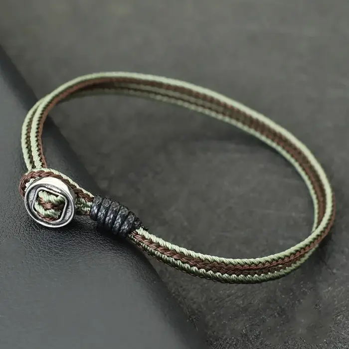 Bracelet minimaliste en corde fine de 2mm, unisexe, tressé à la main, crochet facile, bicouche, Styl