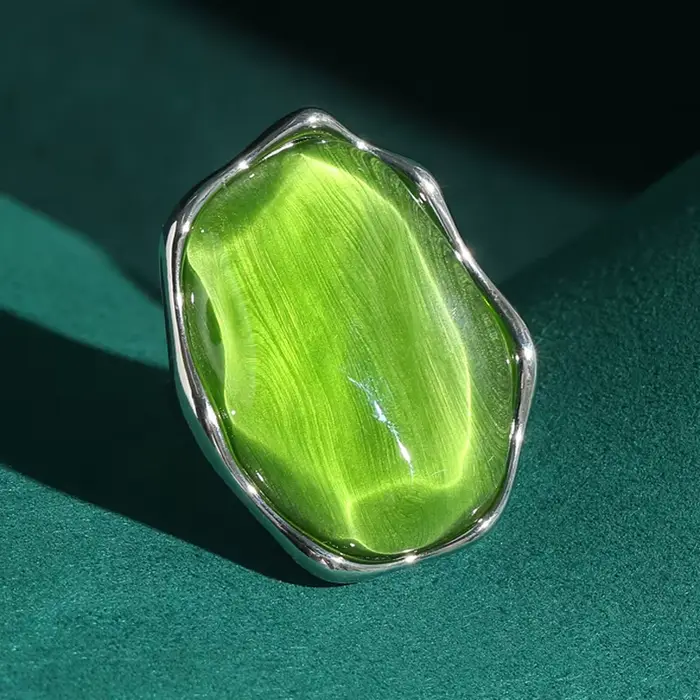 Bagues irrégulières vertes transparentes vintage pour femme, bijoux de luxe Art déco couleur or, mar