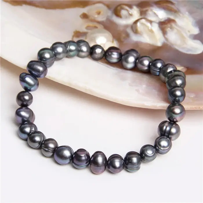 Bracelet de perles noires baroques d'eau douce véritables naturelles pour femmes et hommes occasions spéciales mode chic quà personnalisé