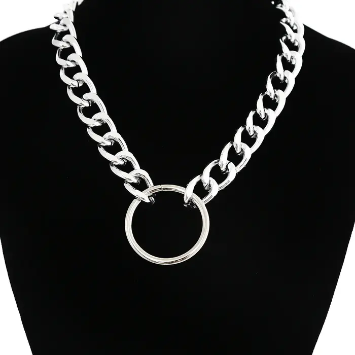 Collier Chaîne Massif Gothique Grunge Ras Du Cou Pour Fêtes Occasions Spéciales Plaquées Argent Or Antique