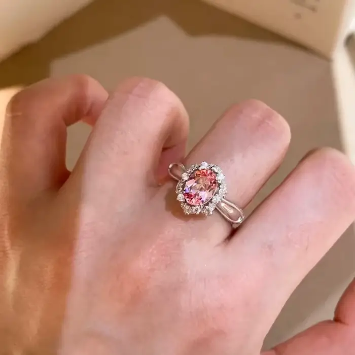 Bague en argent sterling avec diamant rose à franges pour filles, bijoux simples et élégants, adaptés comme cadeau