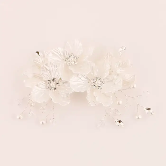 Épingle à cheveux en perles de mariage, fleur blanche, bijoux, pince à cheveux, bandeau en cristal, accessoires pour cheveux de mariée, diadème de fête pour femmes