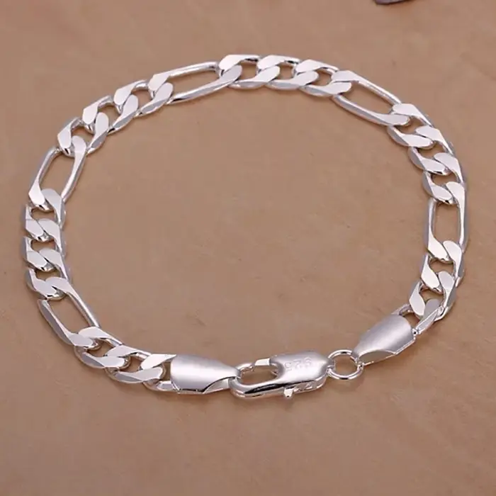 Bracelets fins en argent Sterling 925, 6-8mm, chaîne pour femmes et hommes, mode de mariage, bijoux 