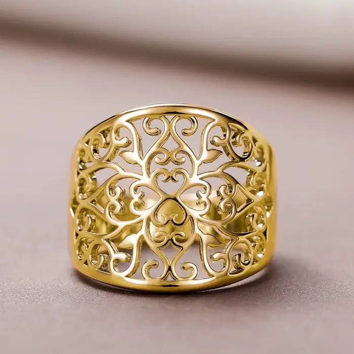 Bague Huitan en laiton avec incrustations de pierres précieuses artificielles, design géométrique pour femmes, idéale pour les occasions spéciales et le quotidien
