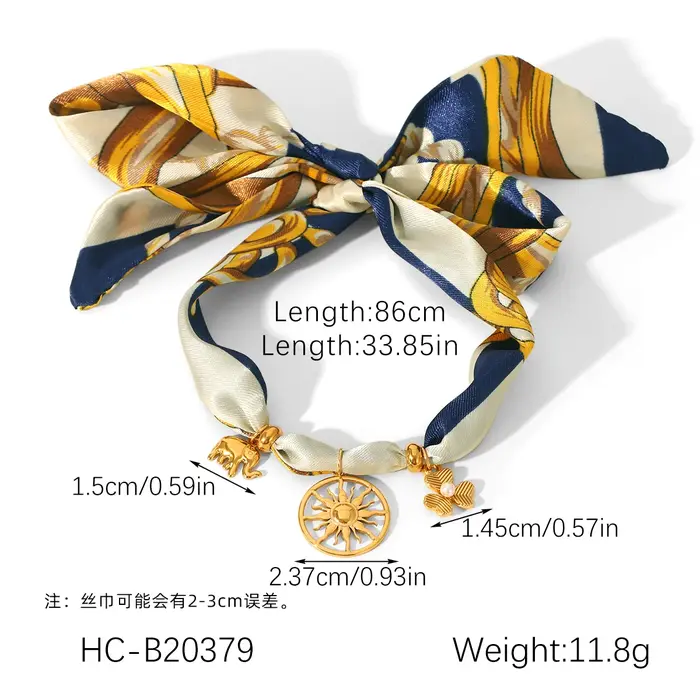 Ensemble Collier et Bracelet Tendance 2026 en Soie Satinée pour Femme, Accessoires Tournesol, Bijoux