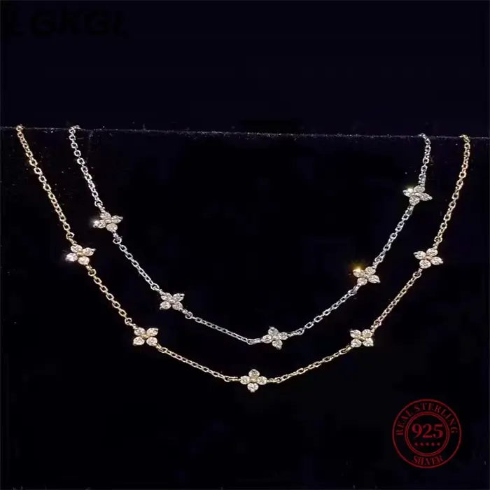 Jkeli – colliers français en argent Sterling 925 avec pendentif fleur à quatre feuilles pour femmes