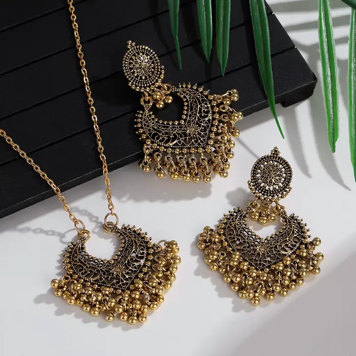 Ensemble de bijoux indiens plaqués or rétro pour femmes