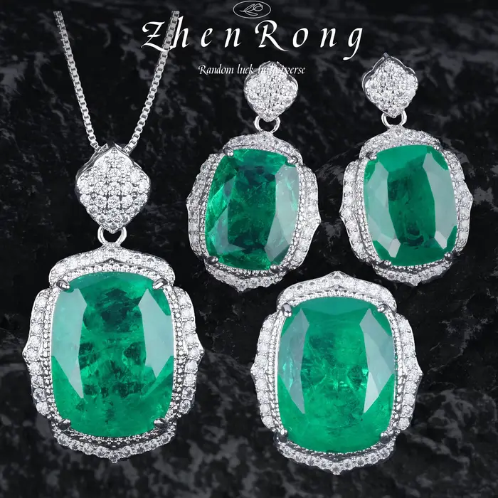 FoyCyclination-Ensemble de Bijoux Vintage Tourmaline Verte Émeraude pour Femme