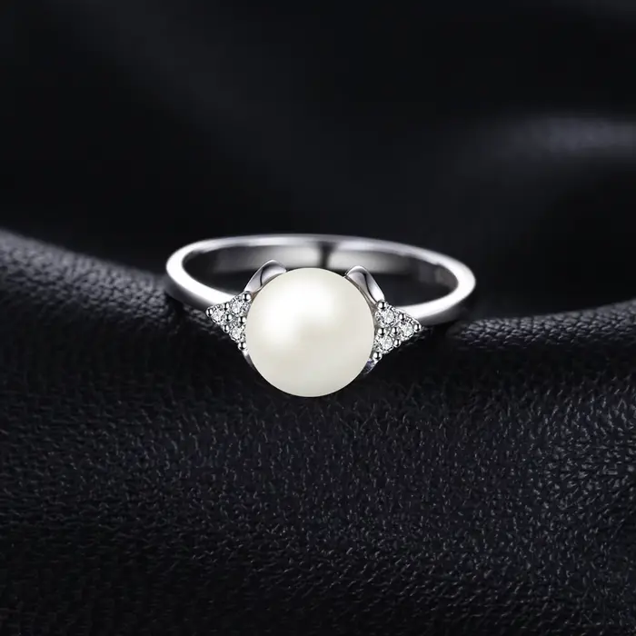 8mm Perle De Culture D'eau Douce 925 Bagues en Argent Sterling pour Les Femmes de Fiançailles Bague Tendance Cadeau De