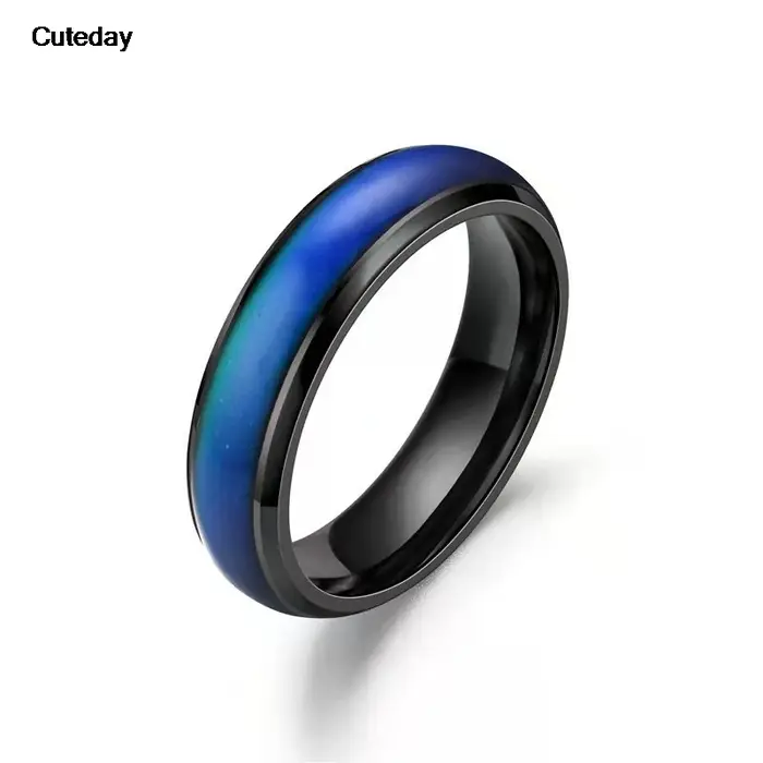 5 couleurs en acier inoxydable changement de couleur anneaux humeur émotion sentiment température anneau pour femmes