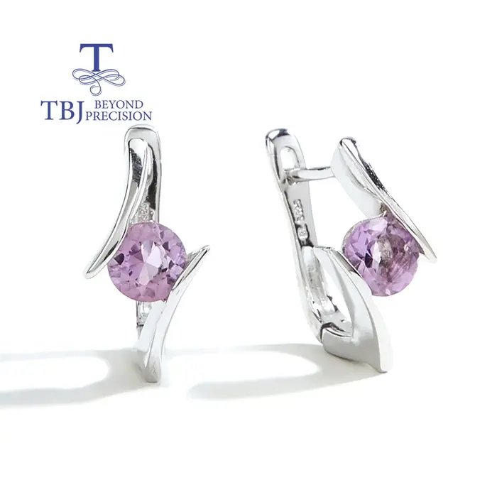 Boucles d'oreilles en argent sterling 925 avec améthyste ronde de 6 mm, 2 carats, pierre précieuse n