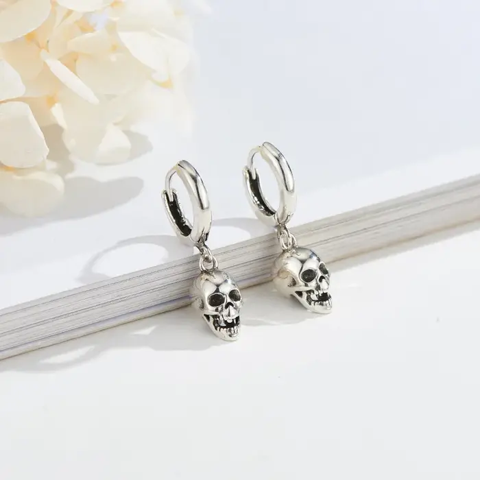 REETI 925 boucles d'oreilles en argent Sterling crâne goutte boucle d'oreille créative chaude Sexy bijoux pour les femmes cadeau personnalisé