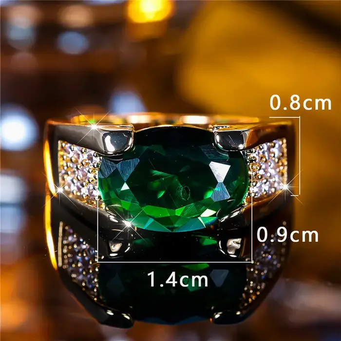 Bague en pierre de couleur jaune et or pour homme et femme
