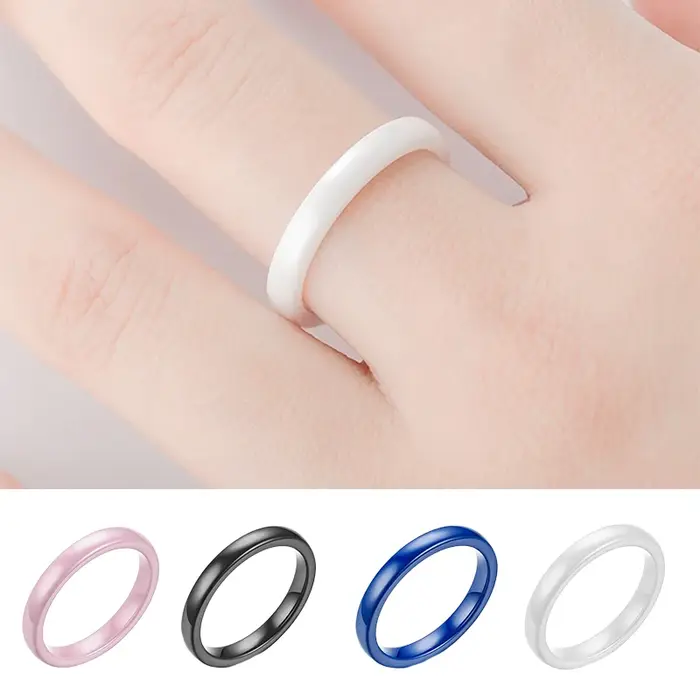 Bague en acier inoxydable pour femmes, bagues minimalistes, rondes, simples, lisses et brillantes, couleur blanche, bleue, rose ou noire, idéales pour les soirées et occasions spéciales