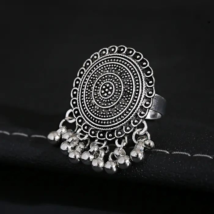 Bagues ethniques antiques de couleur argent pour femmes et filles