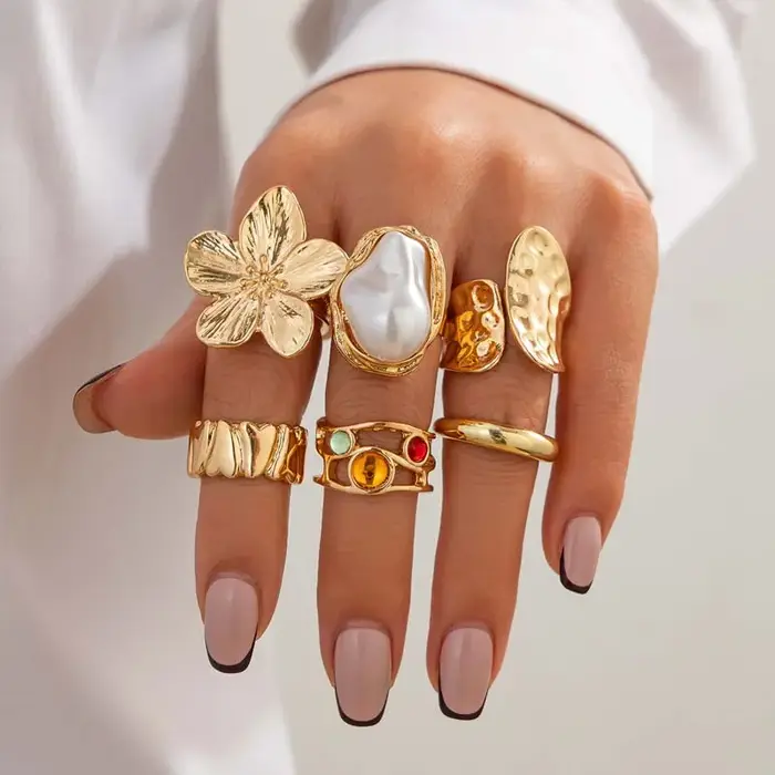Bague ouverte en Imitation de perles pour femmes