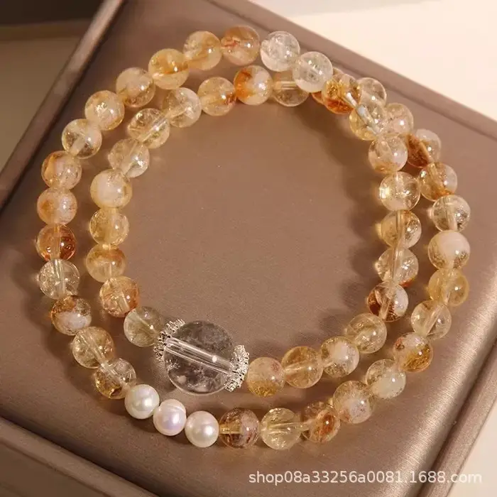 Bracelet multicouche en citrine pour femmes, pour un usage quotidien, porte-bonheur, cadeau, citrine