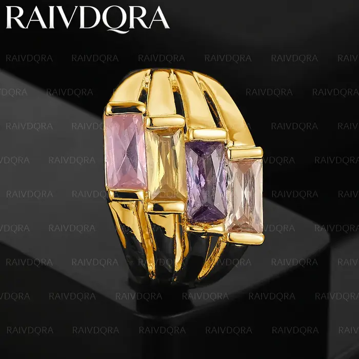 Bague en zircons plaqués or 18 carats pour hommes et femmes, bijoux à la mode, accessoires de fête s