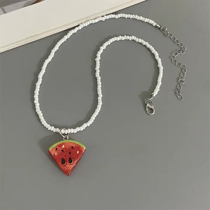 Collier Pendentif Fruits Variés Bohème Perles de Riz Cadeau pour Femme Filles Occasions Spéciales