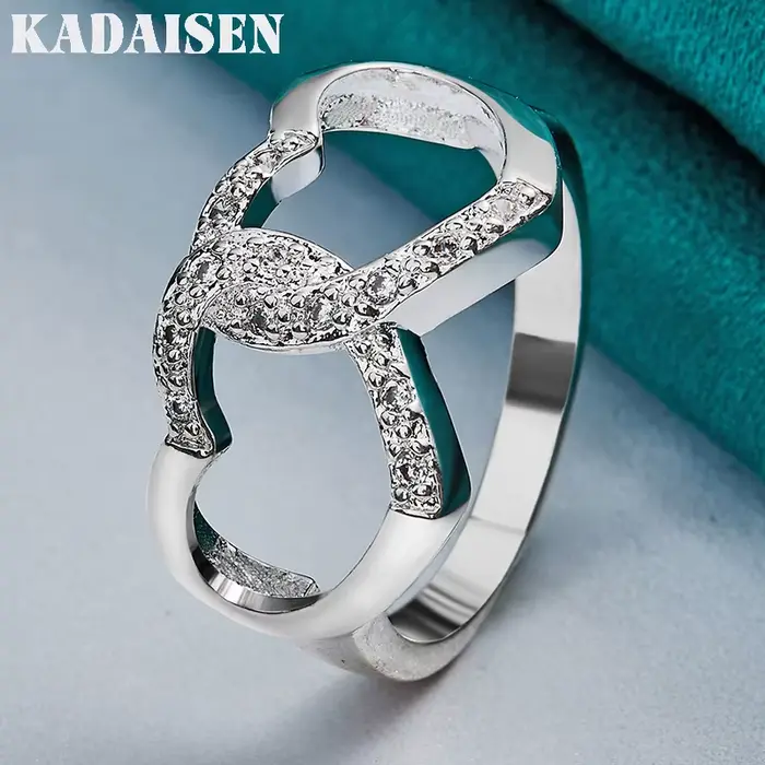 Argent sterling 925, double cœur en zircon
