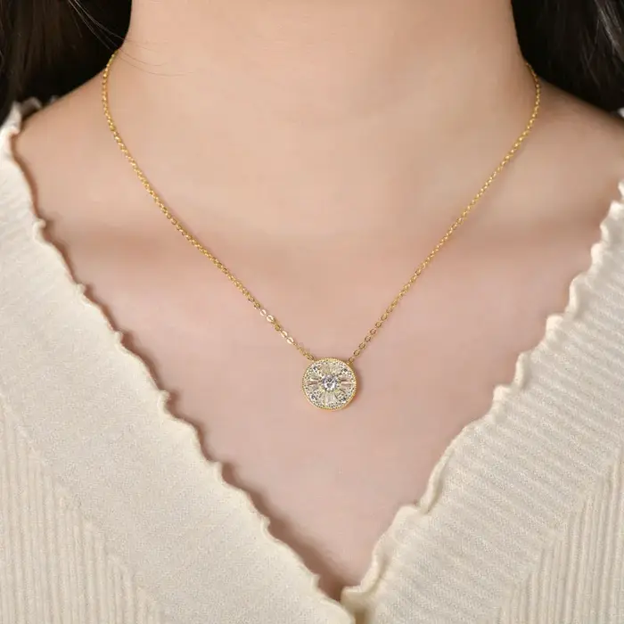 Rrjzz 5mm D-Color Mossanite femmes pendentif collier avec GRA bijoux cadeaux chanceux en forme de disque trapézoïdal CZ