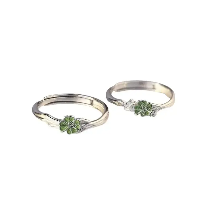 ▫ Bague de couple trèfle à quatre feuilles pour femmes et filles