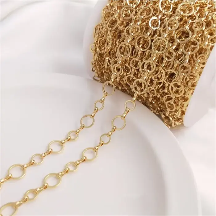 Chaîne ronde en O plaquée or 14 carats accessoire de bijouterie pour créations personnalisées colliers bracelets occasions spéciales