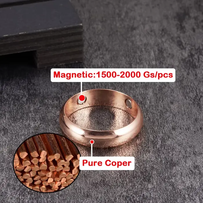 Anneaux magnétiques en cuivre pur Vinterly pour femmes et hommes, 6mm, énergie de santé, manchette o