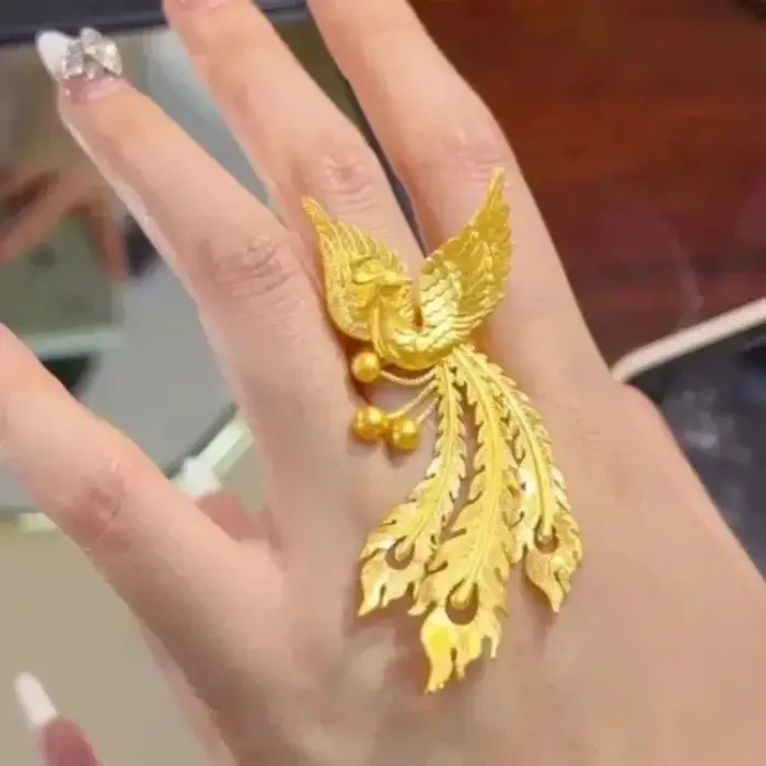 Bague Phénix dégradée en or 24 carats (AU999) pour femme | Ailes mates dégradées