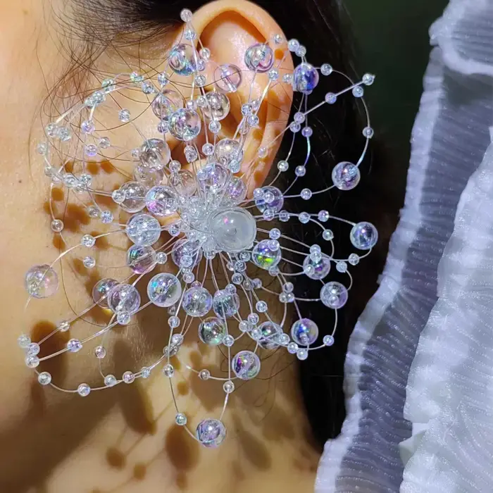 Boucles d'oreilles pour robe de mariée, Design Original, faites à la main, fleur colorée, bijoux de 