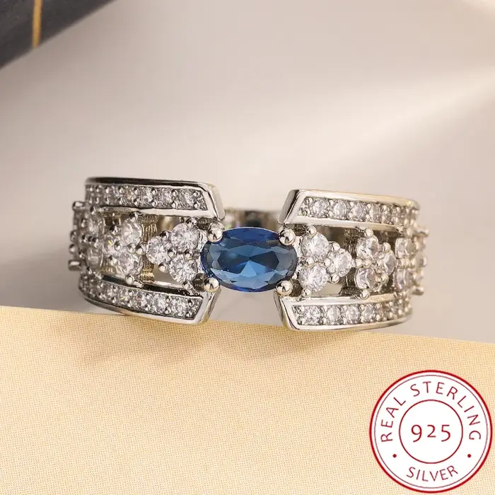 Bague saphir bleu naturel AAA pour femmes