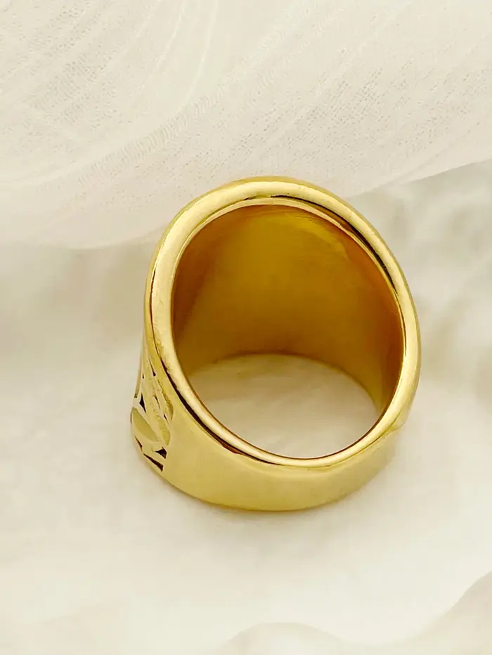 Bague texturée feuille vintage