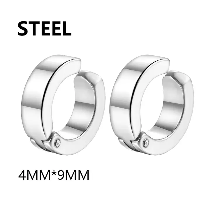 1 paire de fausses boucles d'oreilles en acier inoxydable pour hommes, à la mode, trou d'oreille gra