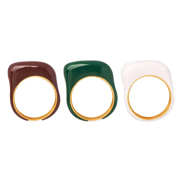 Bague en acier inoxydable émail multicolore plaquée or pour femmes, alliance de mariage classique, bijou de soirée, cadeau romantique