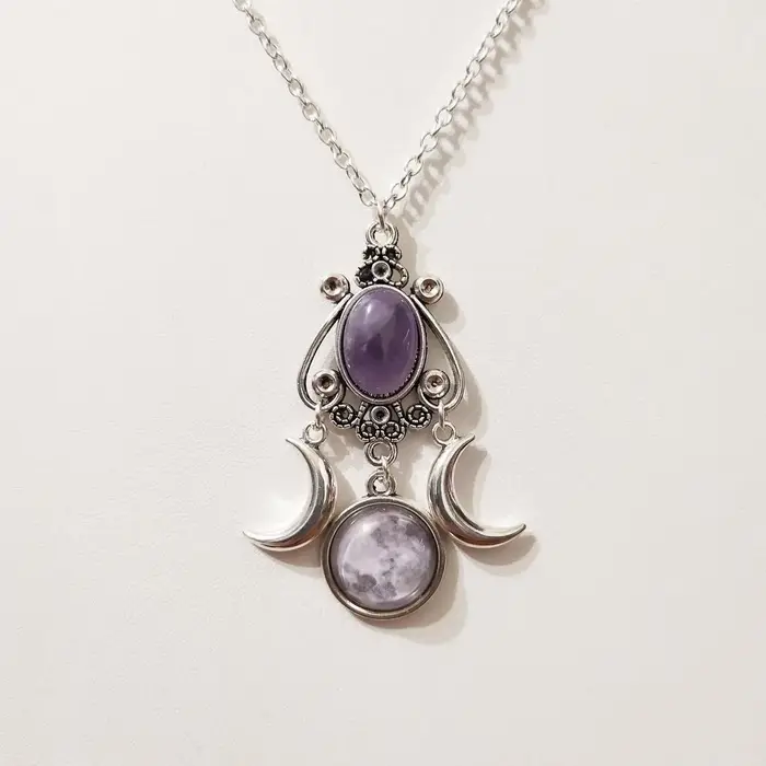 Collier pendentif triple lune