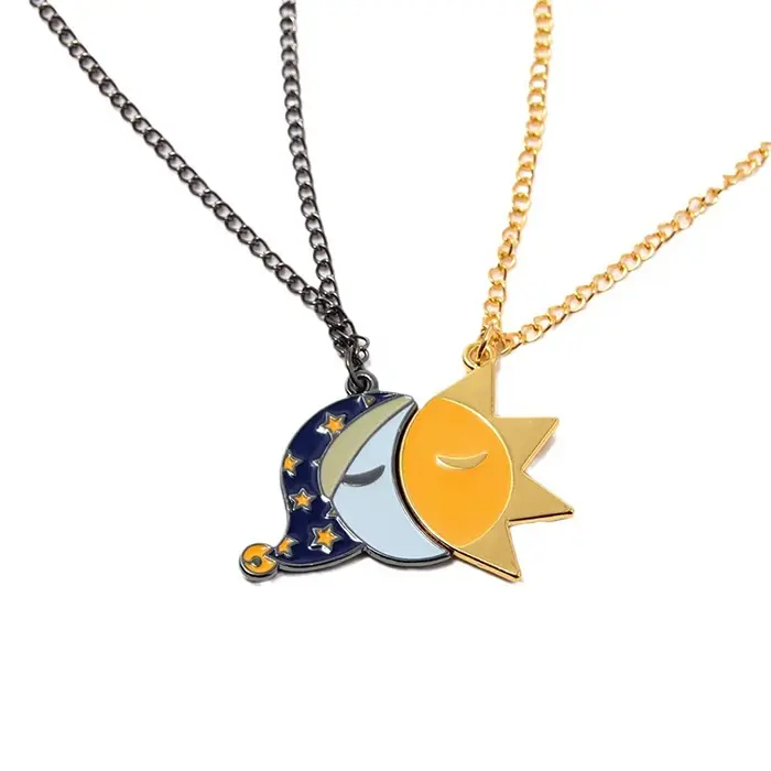Collier d'amitié soleil et lune