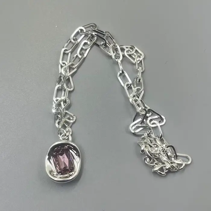 Collier de mode au style extrêmement simple, superposition de pierres précieuses exquises, chaîne de