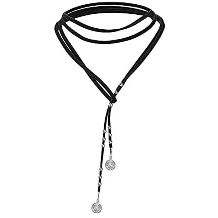 Collier ras du cou en velours, style Boho, marron, noir, longue chaîne, glands, disque, multidirecti