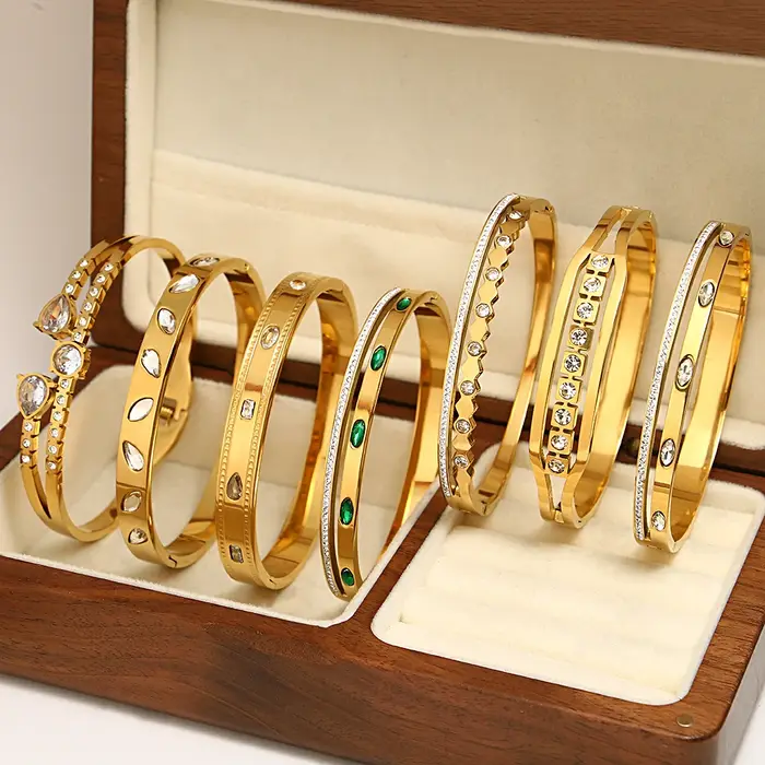 DODOHAO personnalité belle incrustée Zircon femme bracelets en acier inoxydable