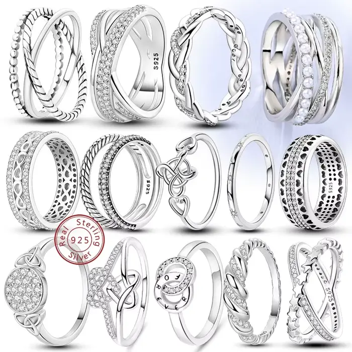 Bagues en argent Sterling 925 originales, anneau en Zircon infini empilable pour femmes, bijoux cadeau d'anniversaire de mariage, nouvelle collection