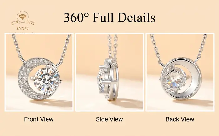 Collier étoile et lune en argent sterling sertie de moissanite 1 carat élégant et luxueux pour femmes occasions spéciales