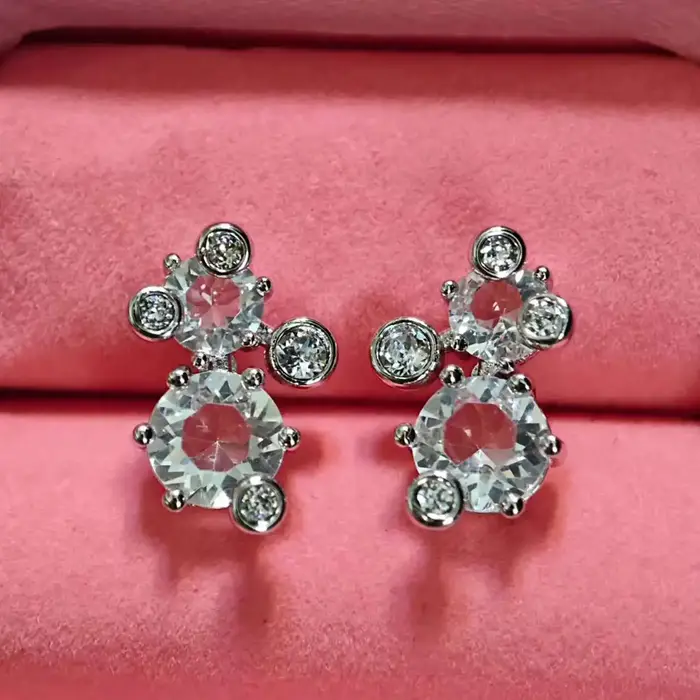 Parure de bijoux de luxe scintillante en cristal blanc 2026 – Collier, boucles d'oreilles et bracele