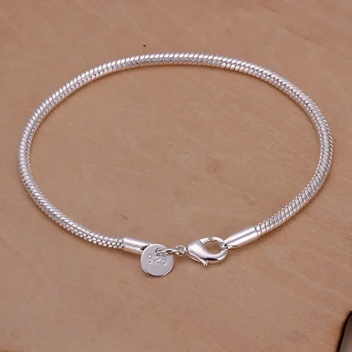 Bracelets chaîne serpent couleur argent 3MM, 20cm, mode d'usine, bijoux de qualité supérieure, brelo