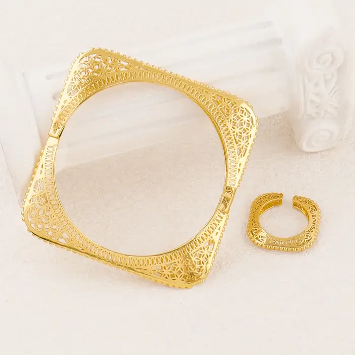 Ensemble de bijoux Dubaï 2 pièces : bracelet et bague pour femme, idéal comme cadeau pour une demois