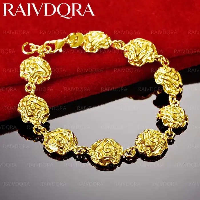 Bracelet Rose plaqué or 18 carats pour femmes, bijoux charmants, mode romantique, accessoires de fia