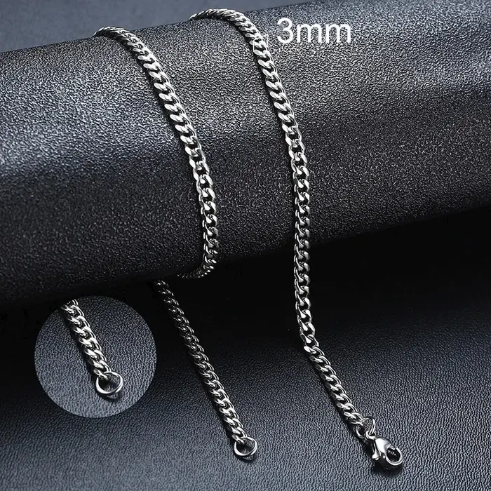 Vnox Collier cubain pour hommes et femmes, tour de cou basique en acier inoxydable, style punk vinta