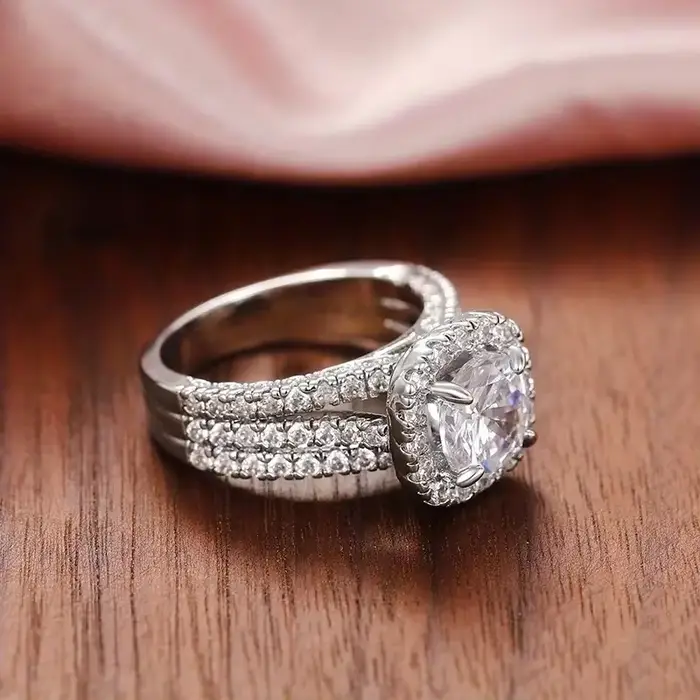 Bague moissanite carrée en argent sterling 925 élégante pour mariage fiançailles anniversaire浪漫求婚结婚纪念日精致莫桑石方形银戒指