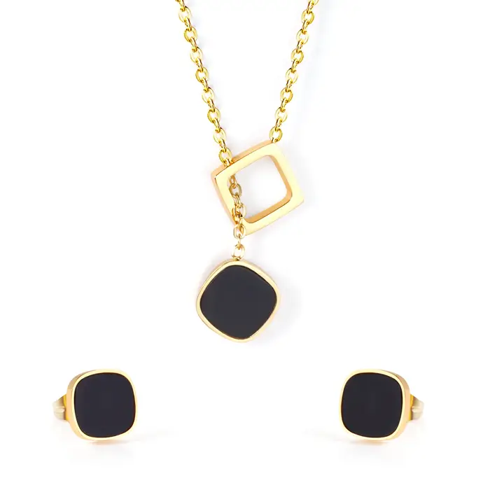 LUXUSTEEL-Ensemble de Bijoux Vintage en Acier Inoxydable pour Femme, Collier, Boucles d'Oreilles, Co