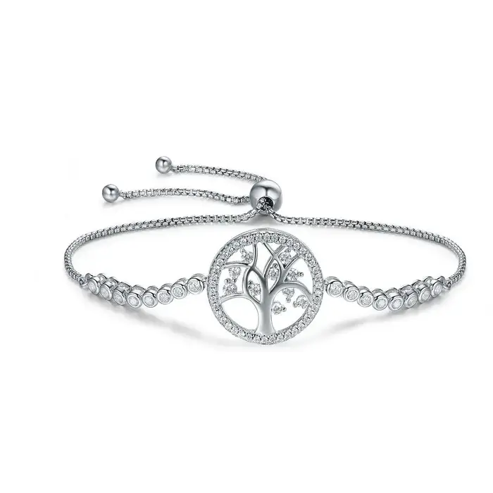 WOSTU-Bracelet tennis arbre de vie pour femme, 100% authentique, argent regardé 925, maillon réglabl